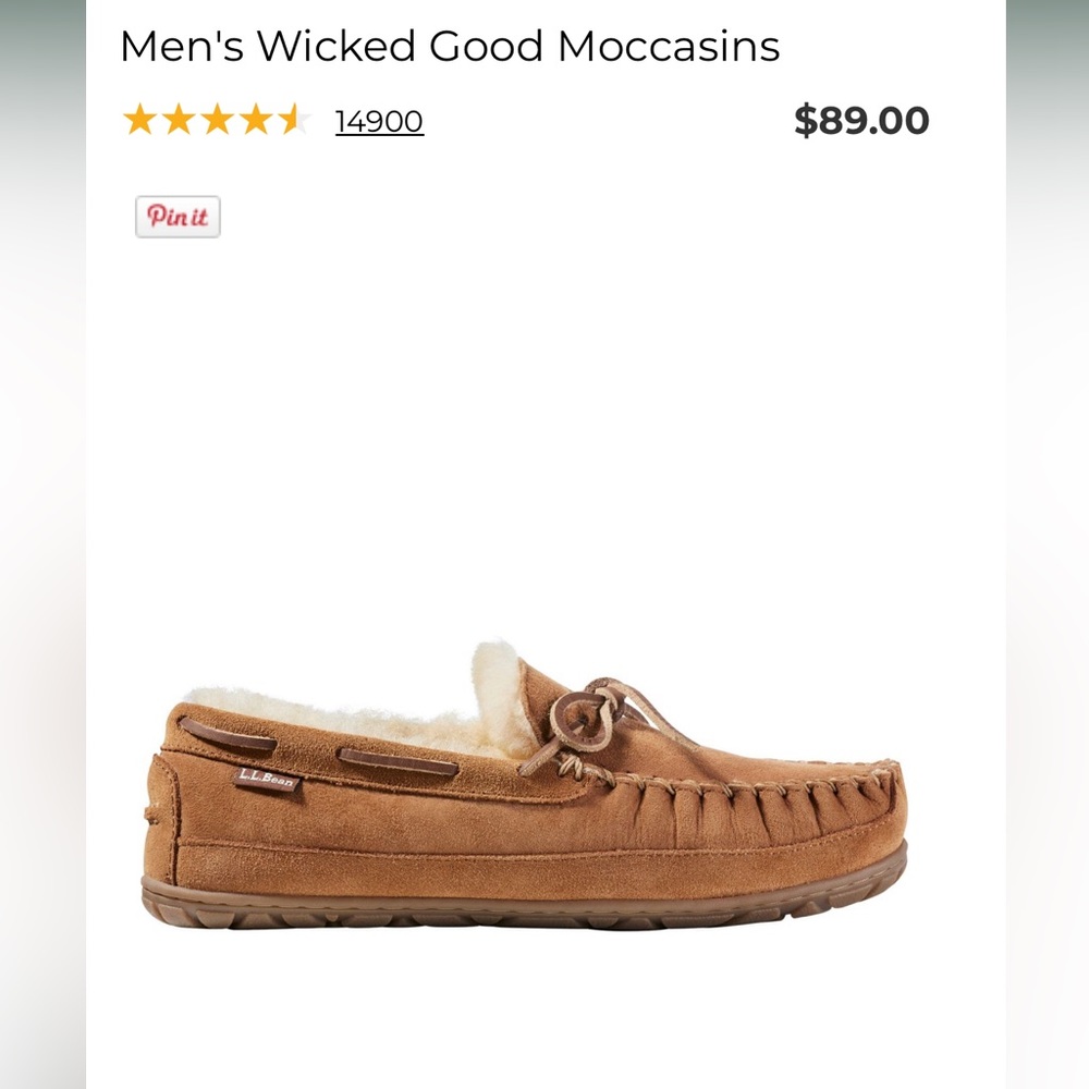 NEW IN BOX - LL Bean Men’s Moccasin Slippers, size 11